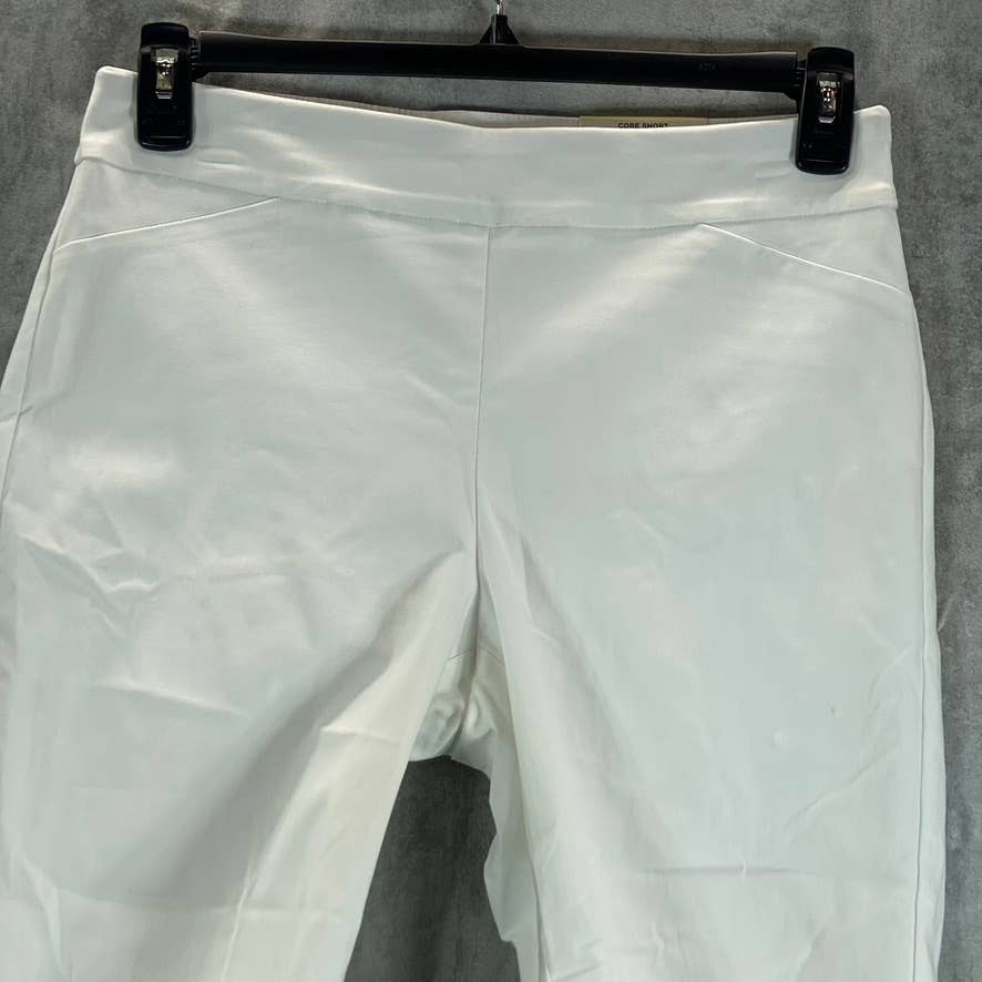 CHARTER CLUB Women's Bright White Solid Mid-Rise Bermuda Pull-On Shorts SZ M
