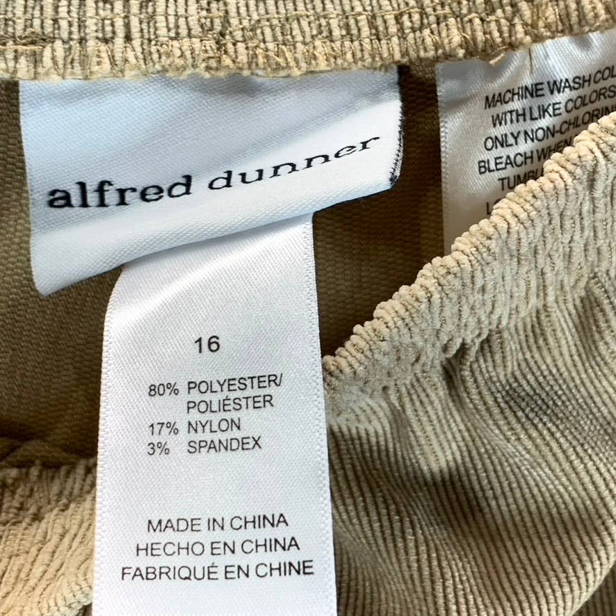 ALFRED DUNNER Women's Tan Classic-Fit Elastic Waistband Straight-Pants SZ 16