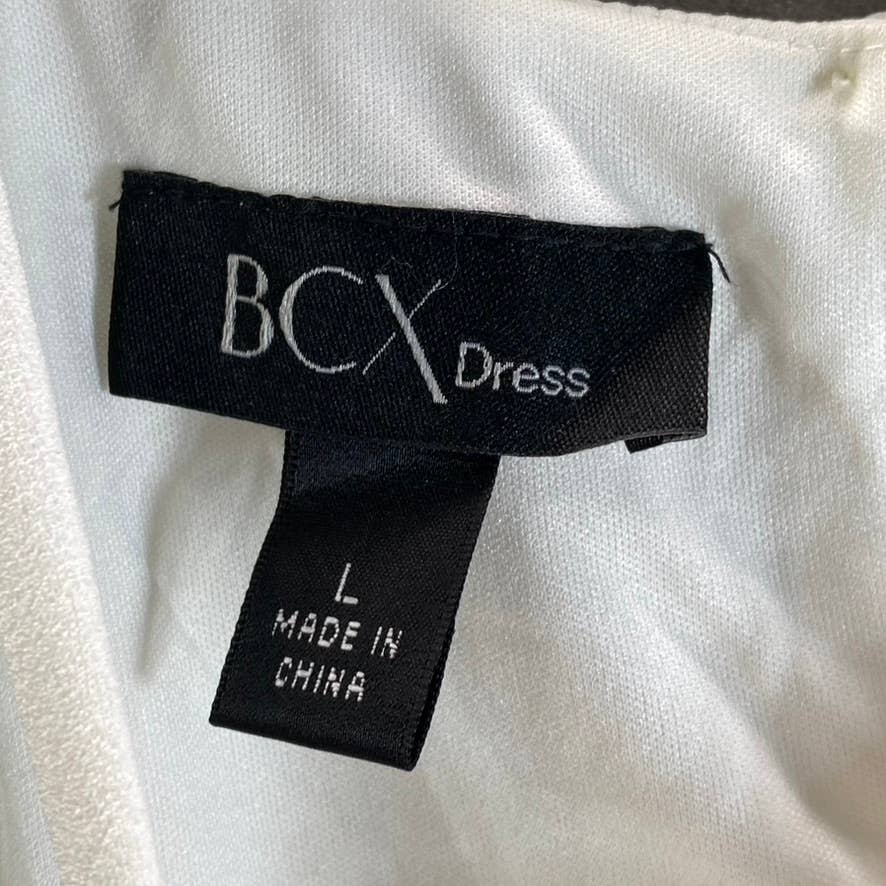 BCX DRESSES Juniors' Off-White Halter Asymmetrical Rhinestone Hem Dress SZ L