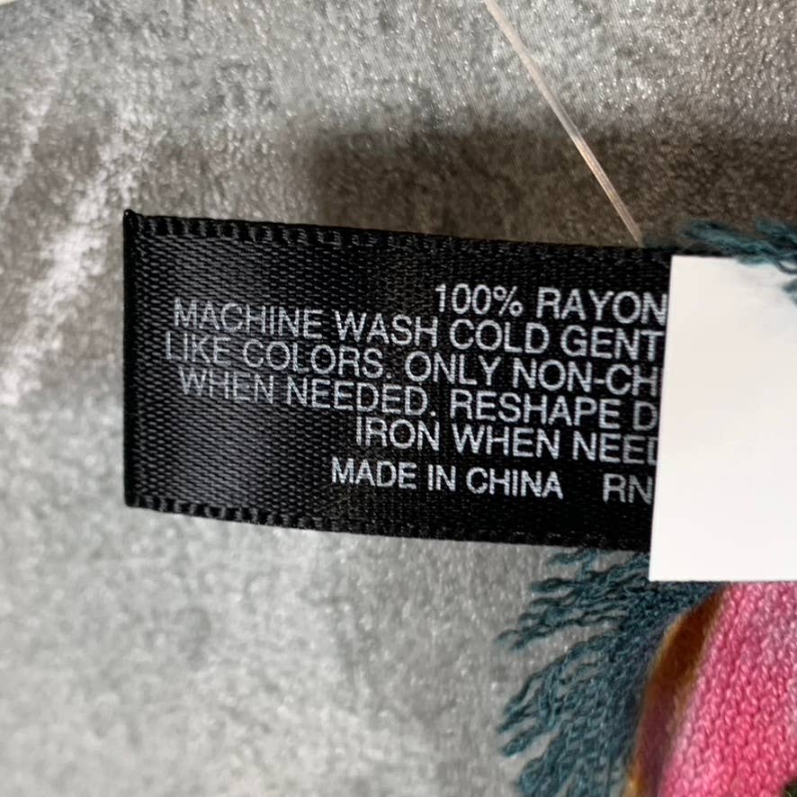 INC INTERNATIONAL CONCEPTS Women's Teal Multi Floral-Print Scarf SZ OS