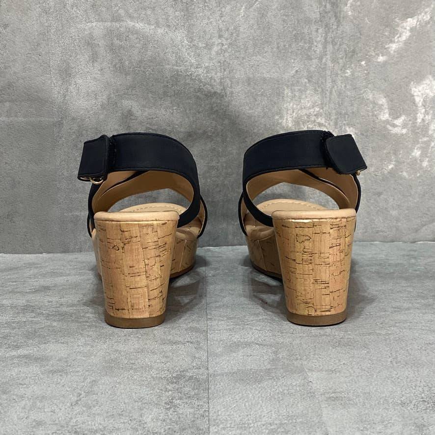 JOURNEE COLLECTION Black Jenice Wedge Sandal SZ 6.5