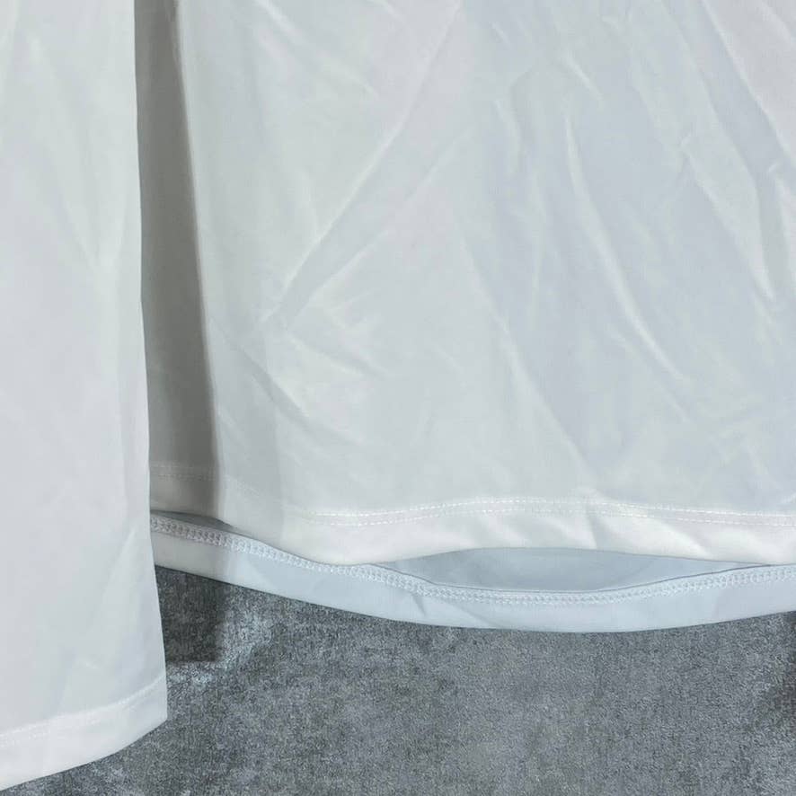 INC INTERNATIONAL CONCEPTS Women's Washed White Button-Trim Puff-Sleeve Top SZ M