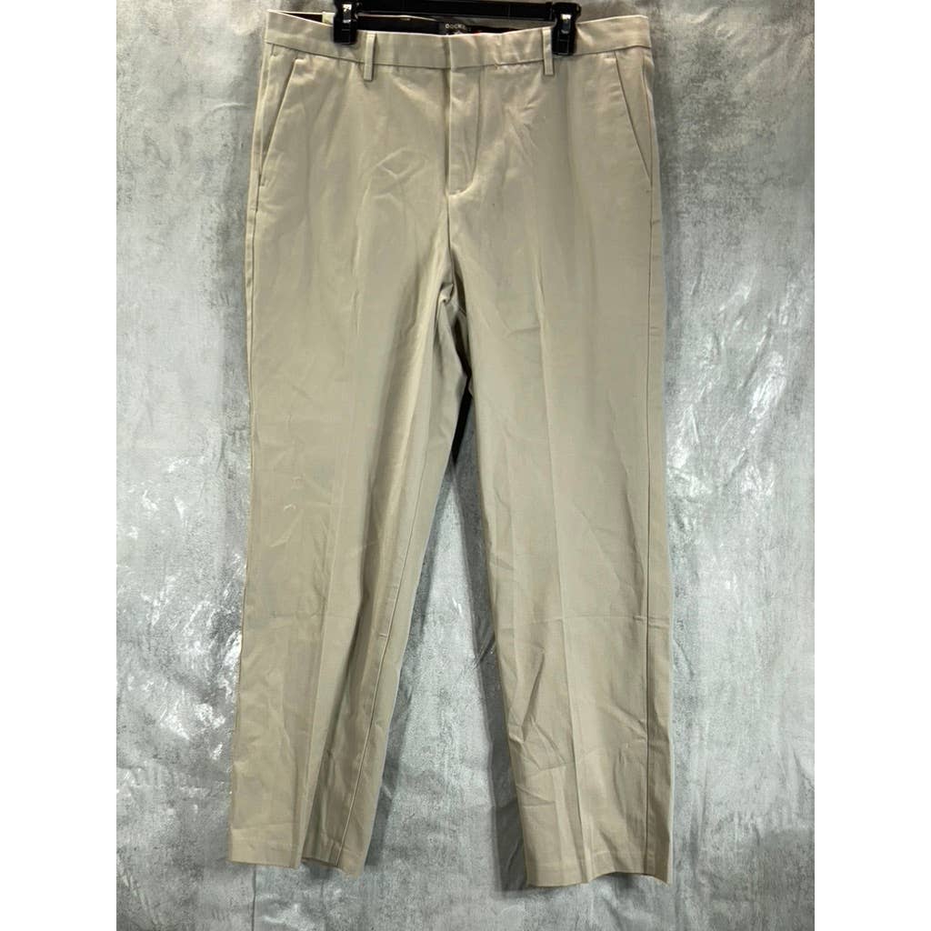 DOCKERS Men's Tan Straight-Fit Flat Front City Tech Trousers SZ 36X32