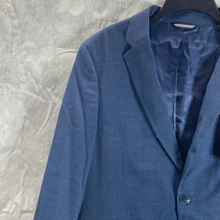 NAUTICA Men's Navy Plaid Modern-Fit Bo-Stretch Two-Button Suit Jacket SZ 40R