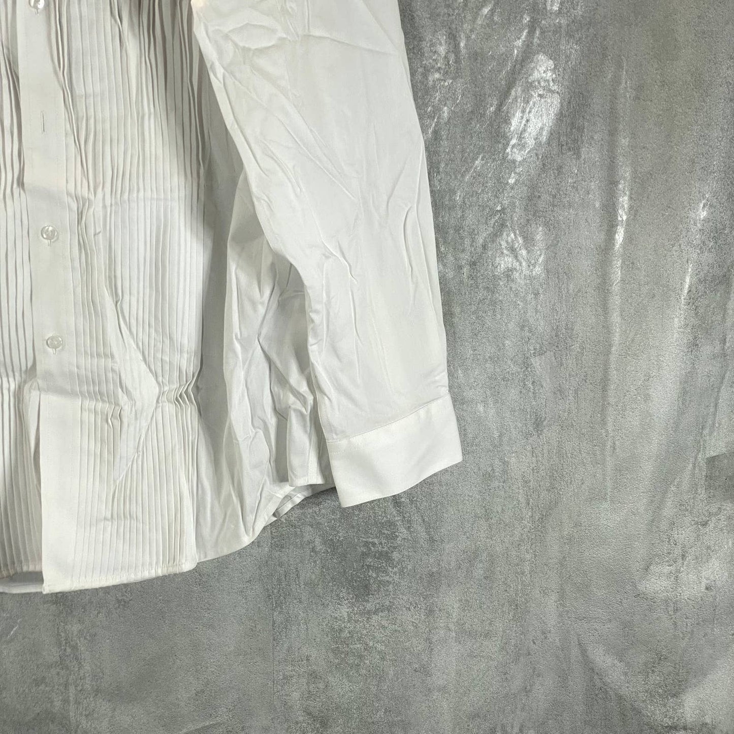 ALFANI Alfatech Men's Sierradale White Slim-Fit Pleated Panel Formal Shirt SZ L