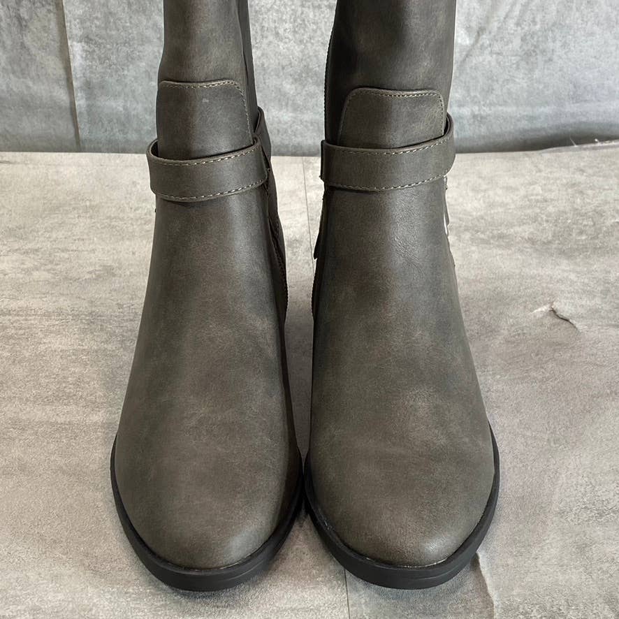 STYLE & CO Women's Grey Bennon Ankle Buckle Block-Heel Knee-High Boots SZ 7