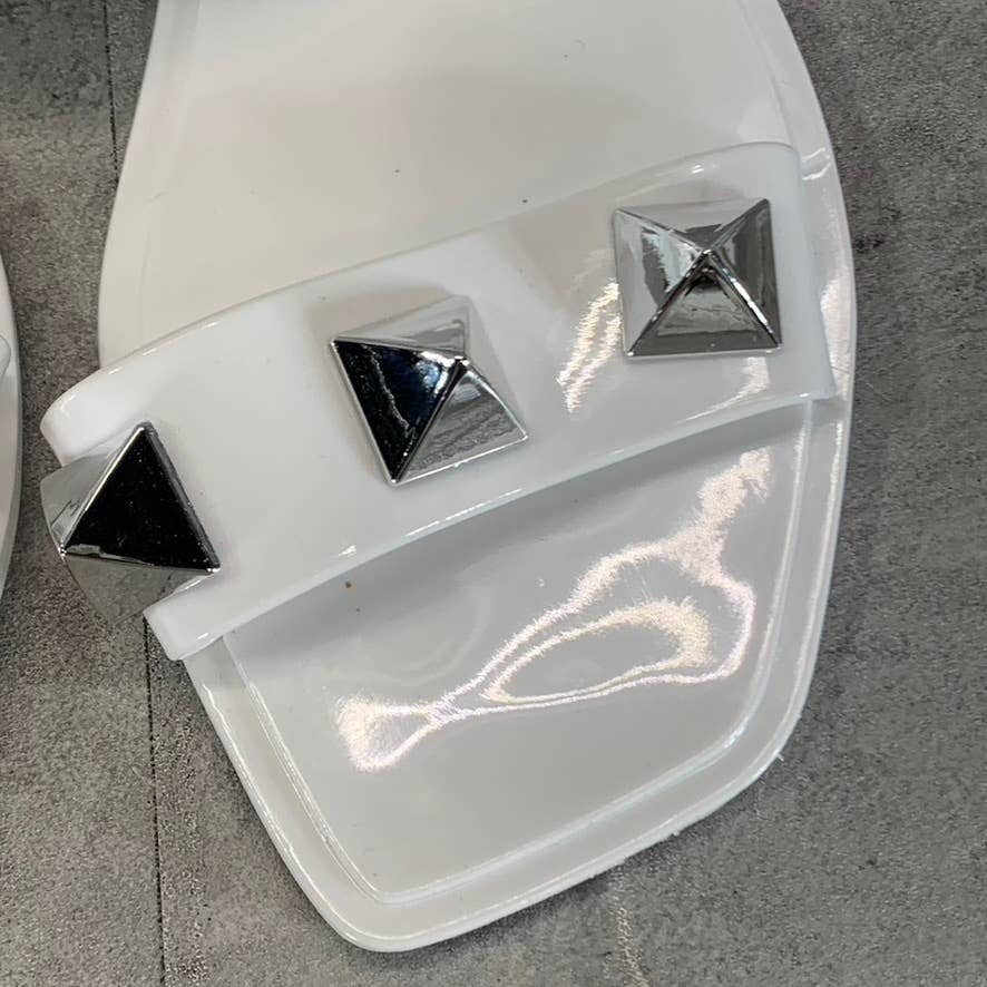 STEVEN NEW YORK Women's White Aleena Studded Square-Toe Sandals SZ 6