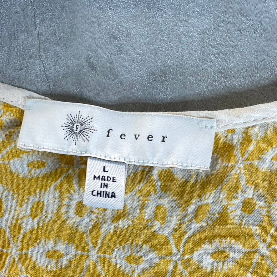 FEVER Women's Mango Mojito Embroidered Peasant Balloon Long-Sleeve Top SZ L