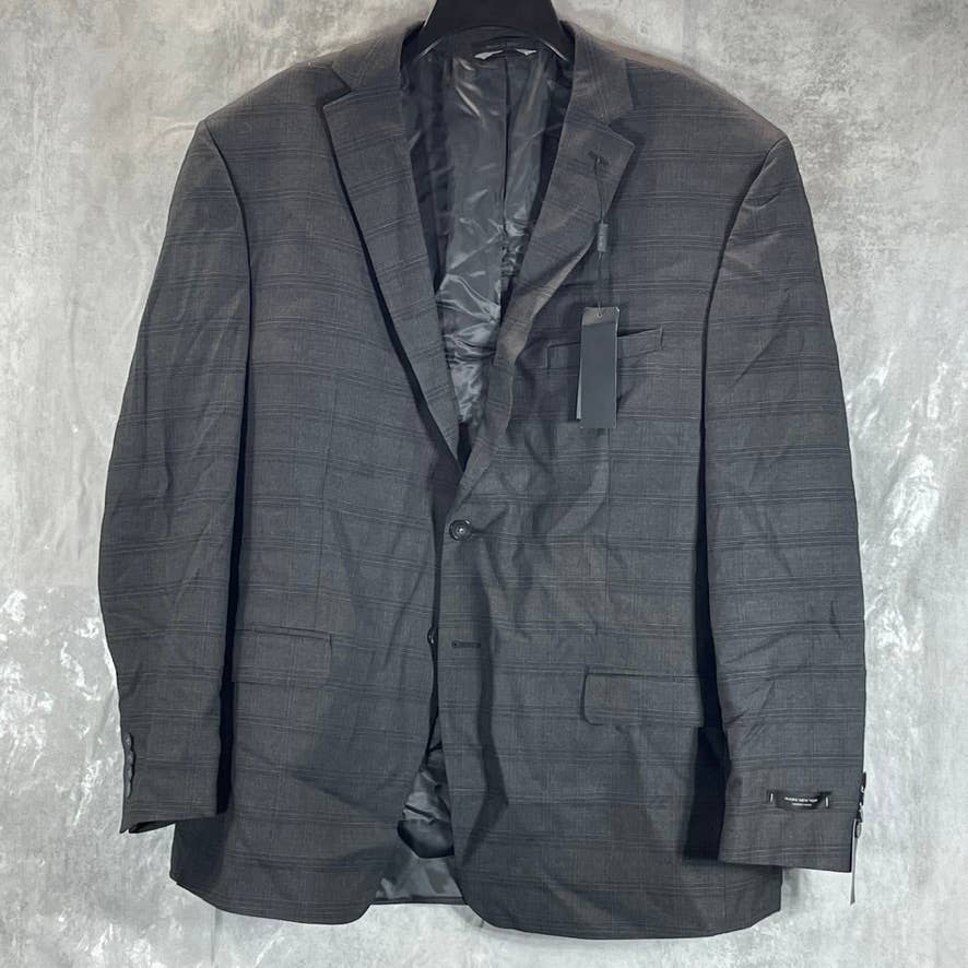 MARC NEW YORK Men's Light Grey Plaid Modern-fit Two-Button Suit jacket SZ 48R