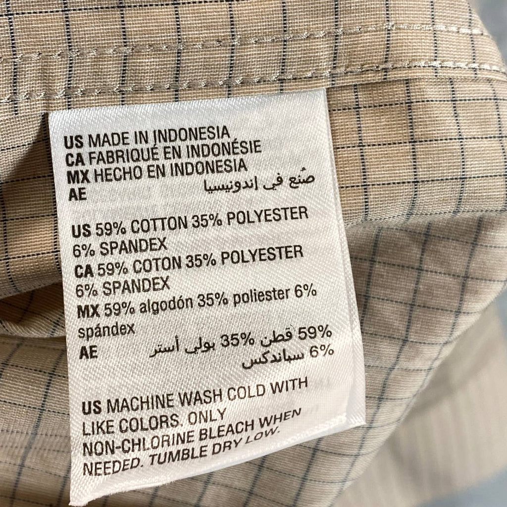 ALFANI Men's Tan Mini Check Regular-Fit Button-Up Long-Sleeve Shirt SZ XL