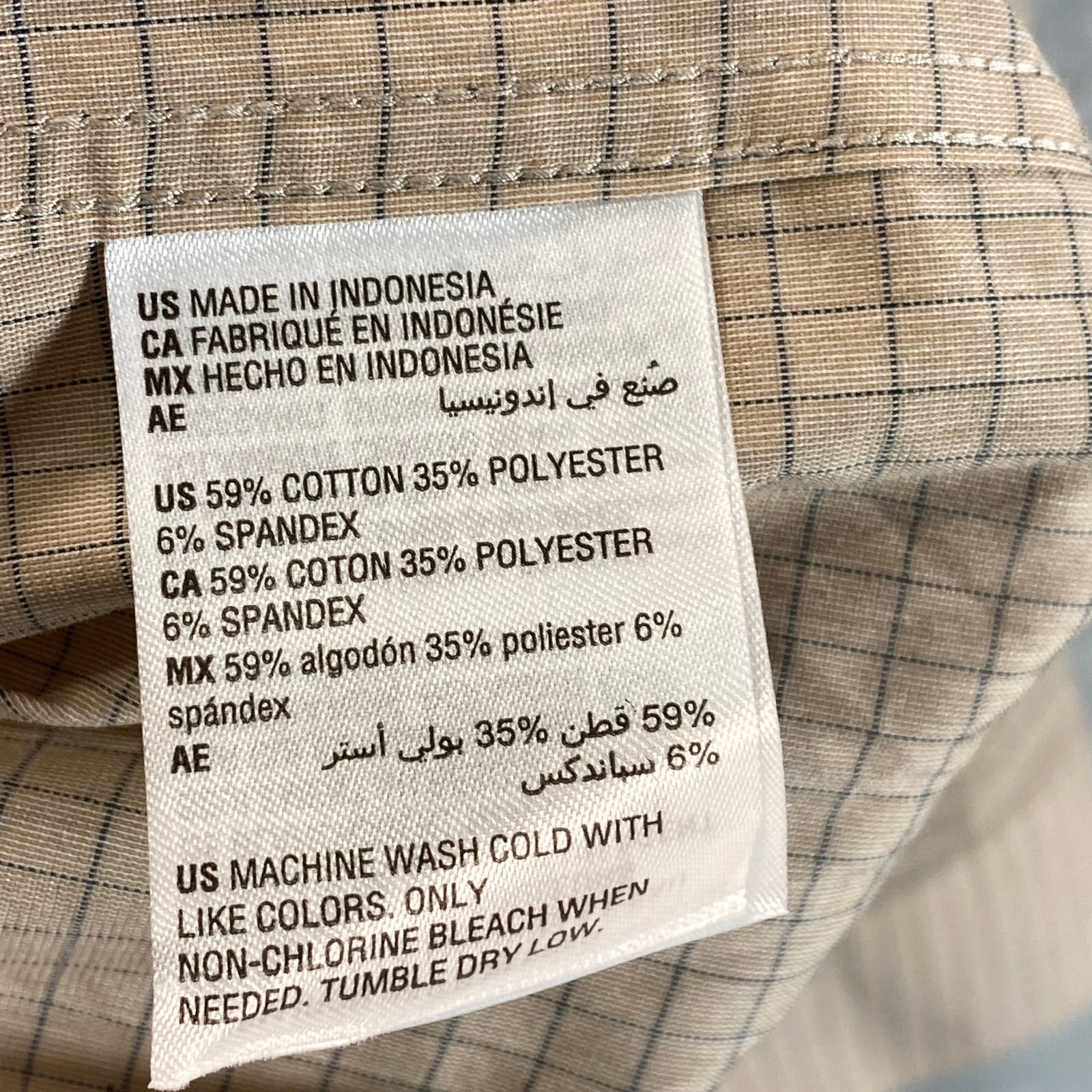 ALFANI Men's Tan Mini Check Regular-Fit Button-Up Long-Sleeve Shirt SZ XL