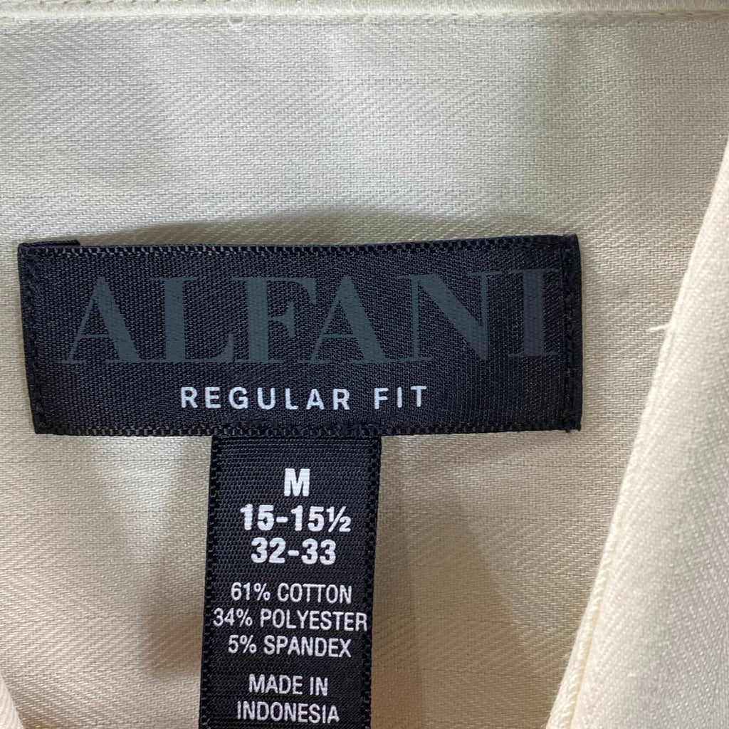 ALFANI Men's Beige Solid Regular-Fit Button-Up Long-Sleeve Shirt SZ M