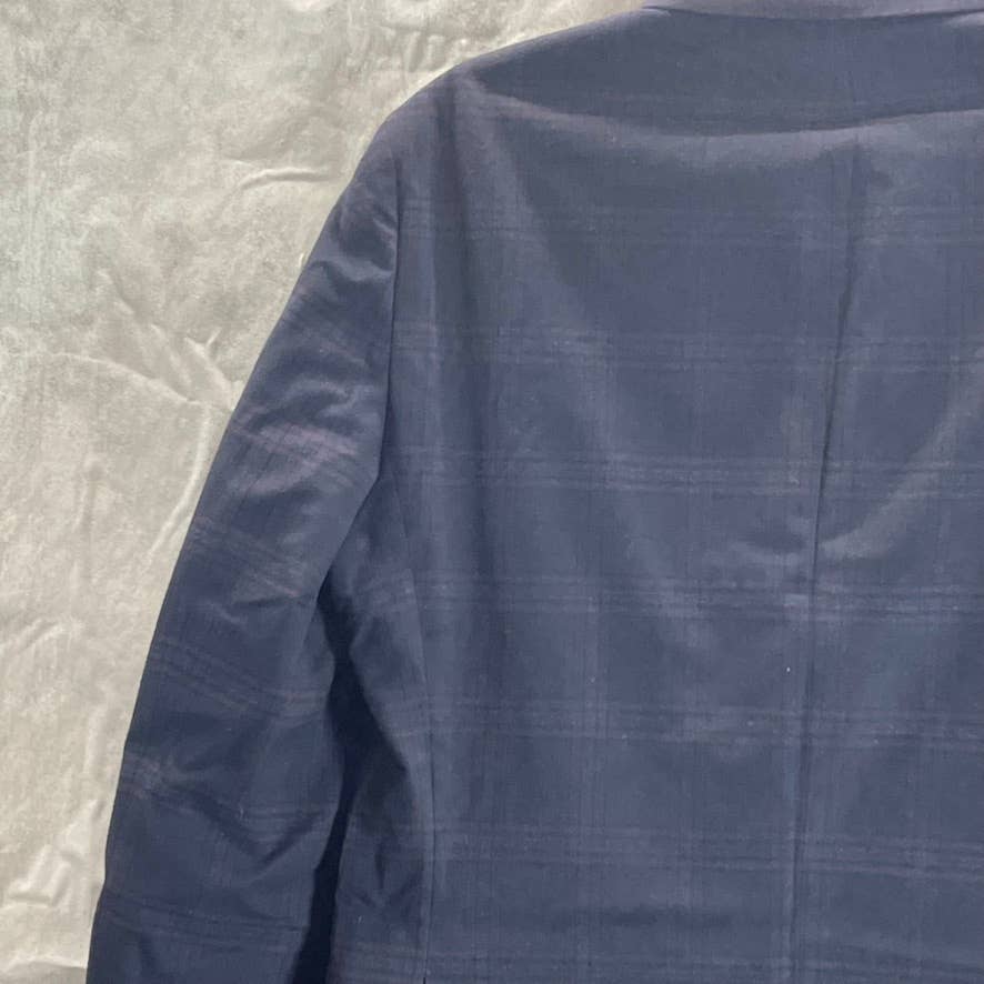 TOMMY HILFIGER Men's Short Navy-Burgundy Plaid Modern-Fit Two-Button Blazer