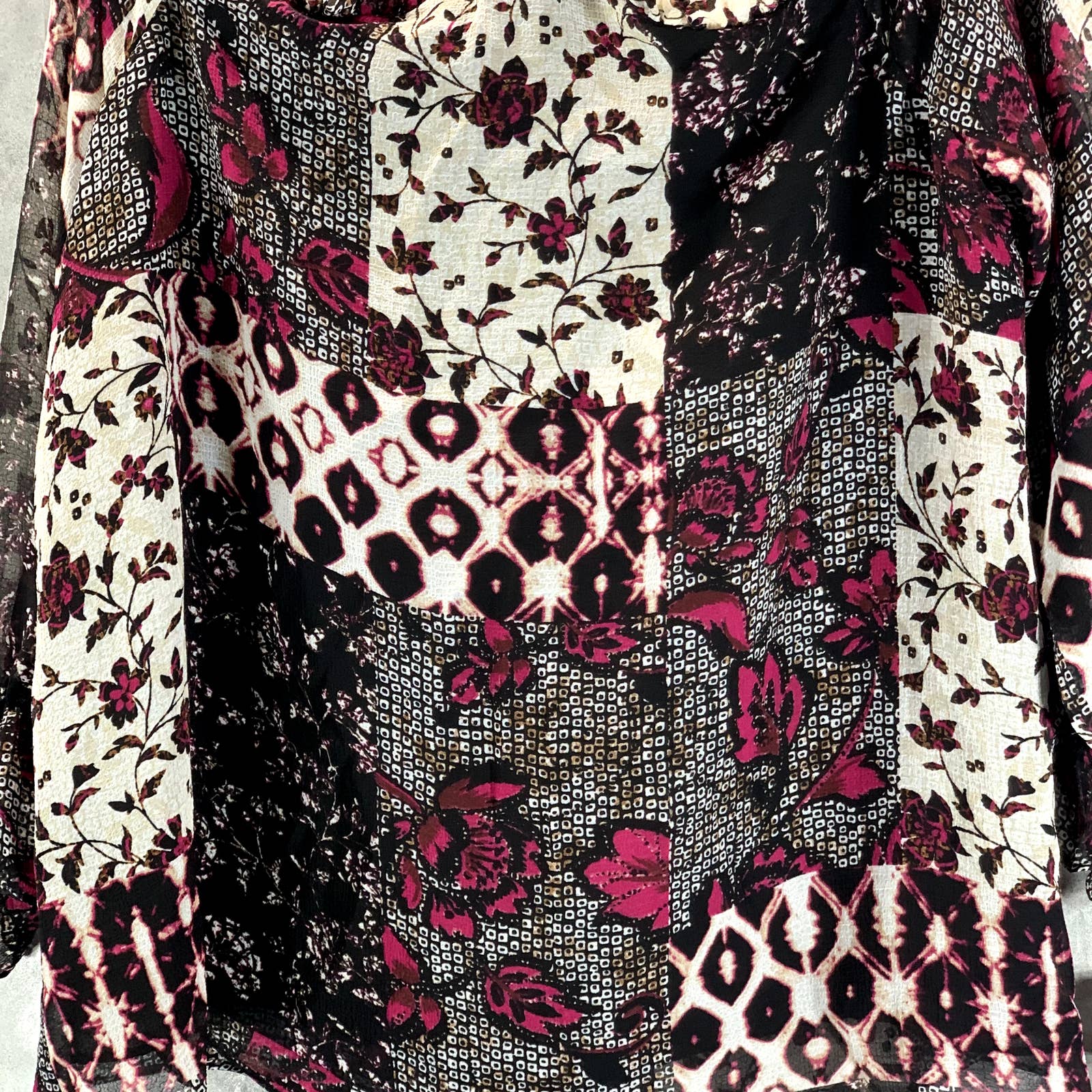 INC INTERNATIONAL Women's Nomad Mix Patchwork Print Cold-Shoulder Top SZ XL