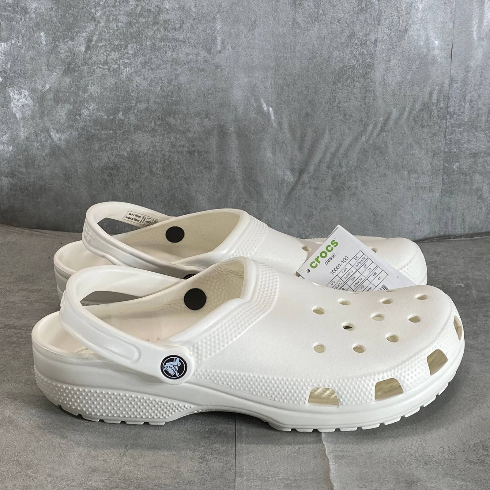 CROCS Unisex White Slip-On Heel Strap Lightweight Classic Clog Sandal SZ M10/W12