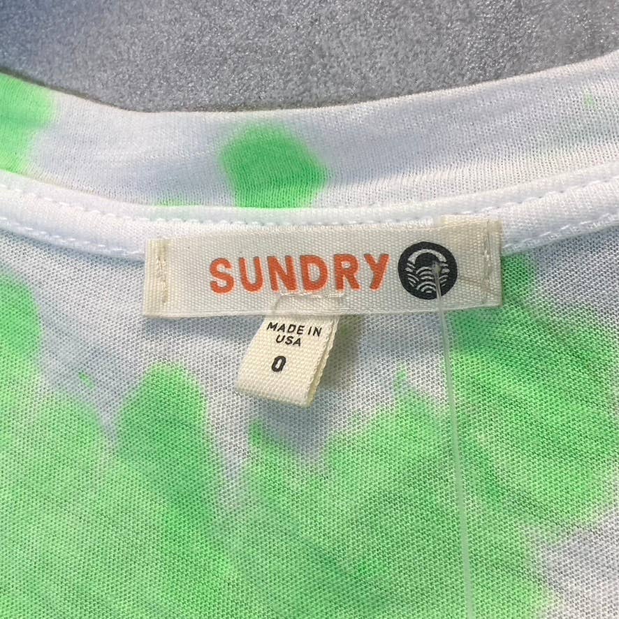 SUNDRY Women's Pop Lime Tie-Dye Short Sleeve Crewneck Top SZ 0