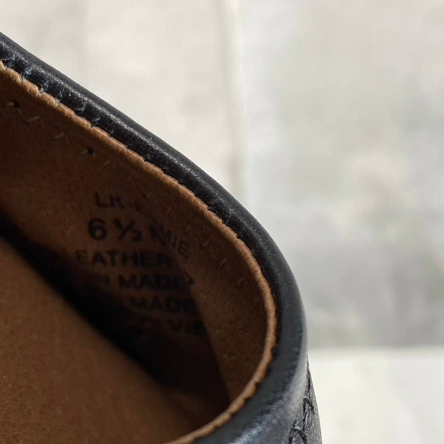 LUCKY BRAND Women's Black Leather Emmie Round-Toe Slip-On Ballet Flats SZ 6.5