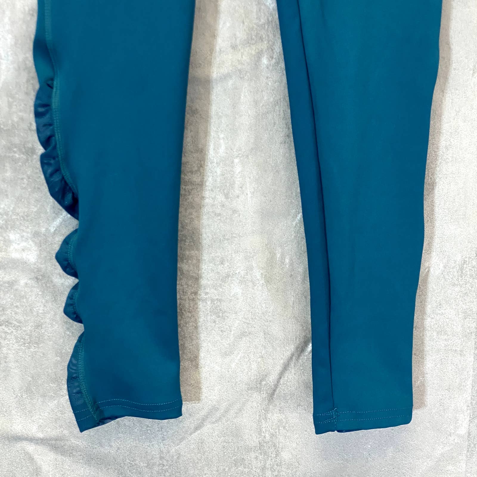 KAY UNGER Women's Teal Mesh Leg Stretch High-Waist Pull-On Athletic Leggings SZ S