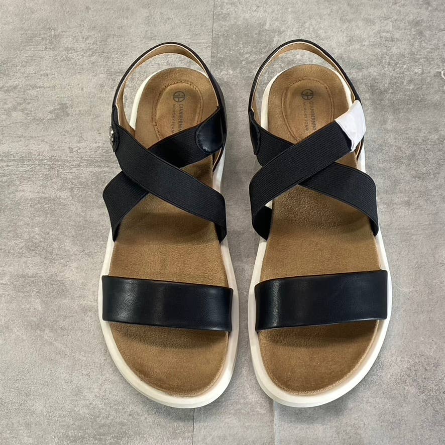 GIANI BERNINI Women's Black Strappy Flixii Faux Leather Casual Sandals SZ 9