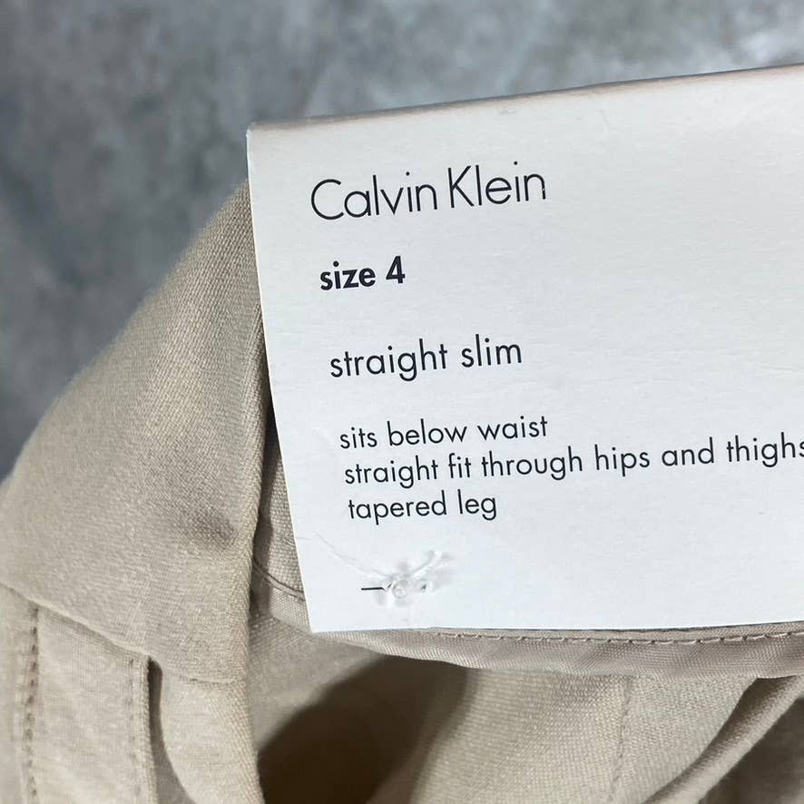 CALVIN KLEIN Women's Latte Zip-Pocket Mid-Rise Straight-Leg Pants SZ 4