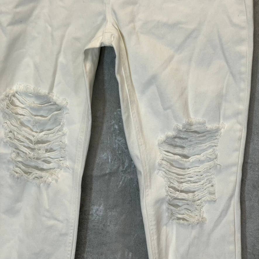 AFRM Women's White Luisa Distressed High-Rise Ankle Crop Skinny Denim Jeans SZ28