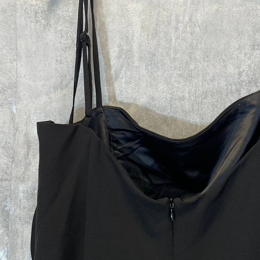 BARDOT Women's Sloid Black Rona Spaghetti Strap Square-Neck Ruffle Slit Dress SZ 12