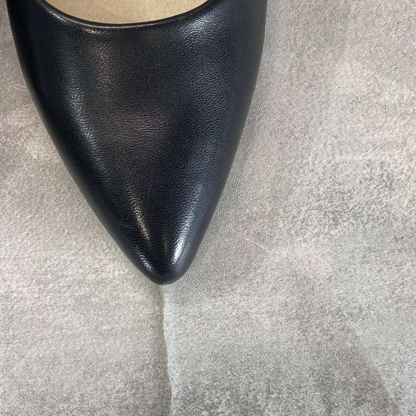 NINE WEST Women's Black Leather Flax Pointed-Toe Stiletto Dress Pumps SZ 9.5