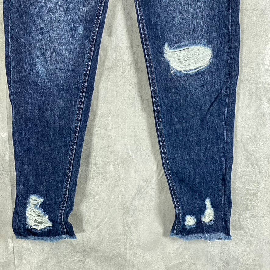 KANCAN Women's Blue High-Rise Boyfriend Distressed Denim Jeans SZ 1/24