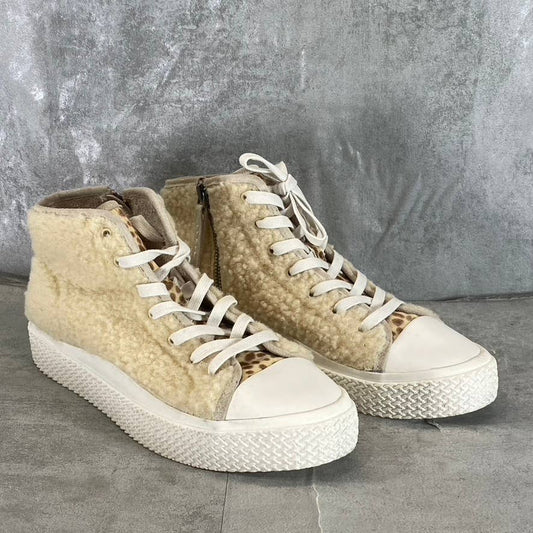 DOLCE VITA Women's Cream Multi Veola Plush Lifestyle Lace-Up Casual Sneaker SZ11