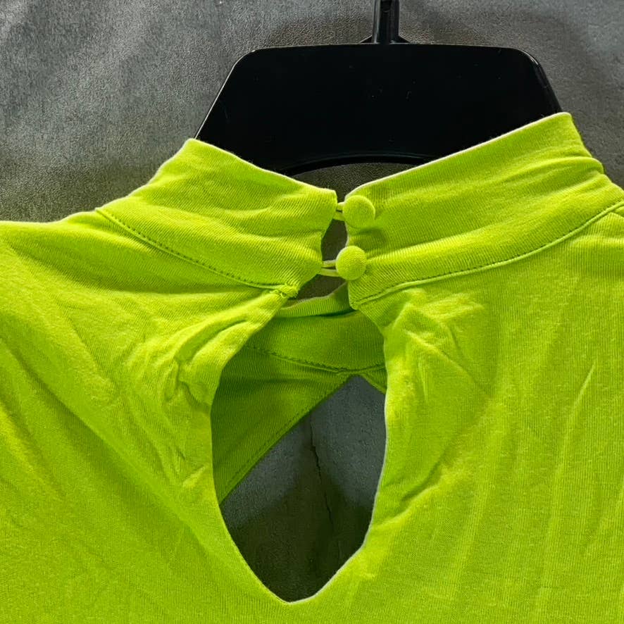 ZERINA AKERS FOR BAR III Women's Acid Lime Solid Knit Mock-Neck Mini Dress SZ M