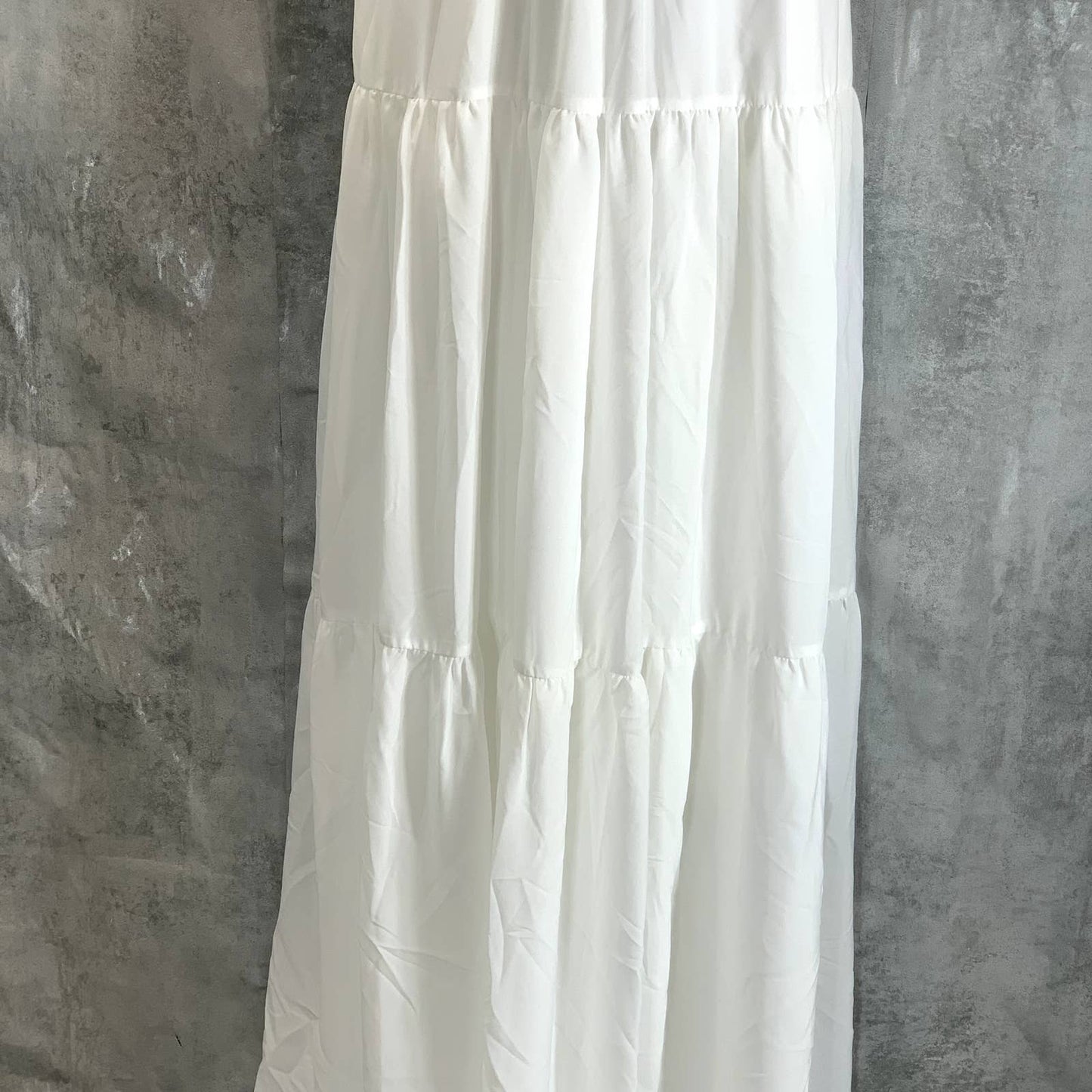 AIDAN By AIDAN MATTOX Women's Ivory Cross Halter Tiered FIT & Flare Maxi Gown