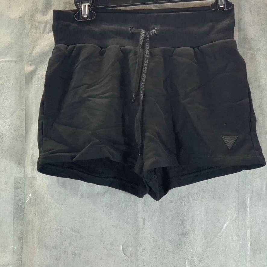 GUESS 1981 Women's Black Solid Mid-Rise Drawstring Sweat Pull-On Shorts SZ XS