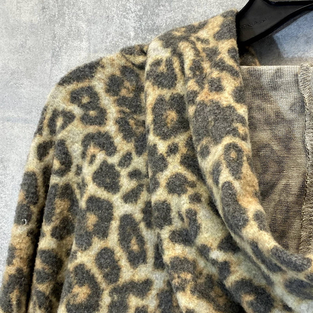 SOCIALITE Women's Brown Animal Print Long Sleeve Pullover Hooded Sweater SZ XL