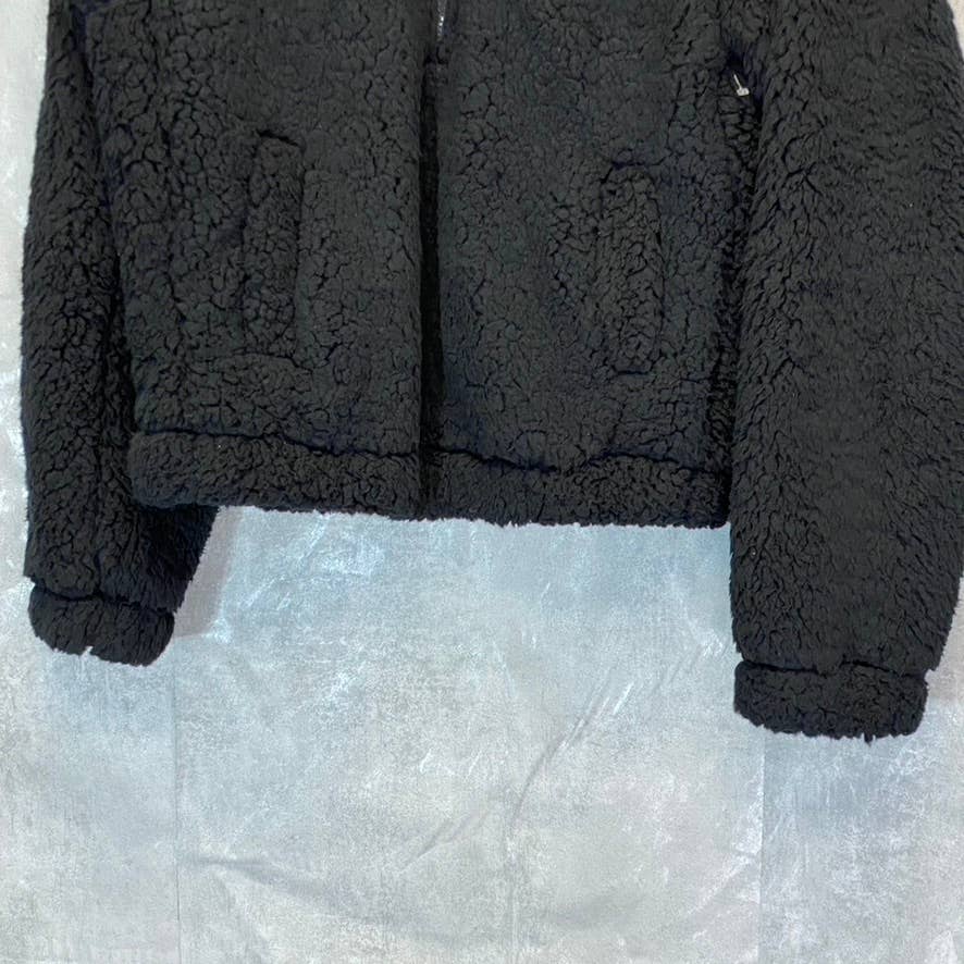 SAGE COLLECTIVE Women's Black Teddy Half Zip Jetsetter Faux Shearling Cropped Jacket SZ XS