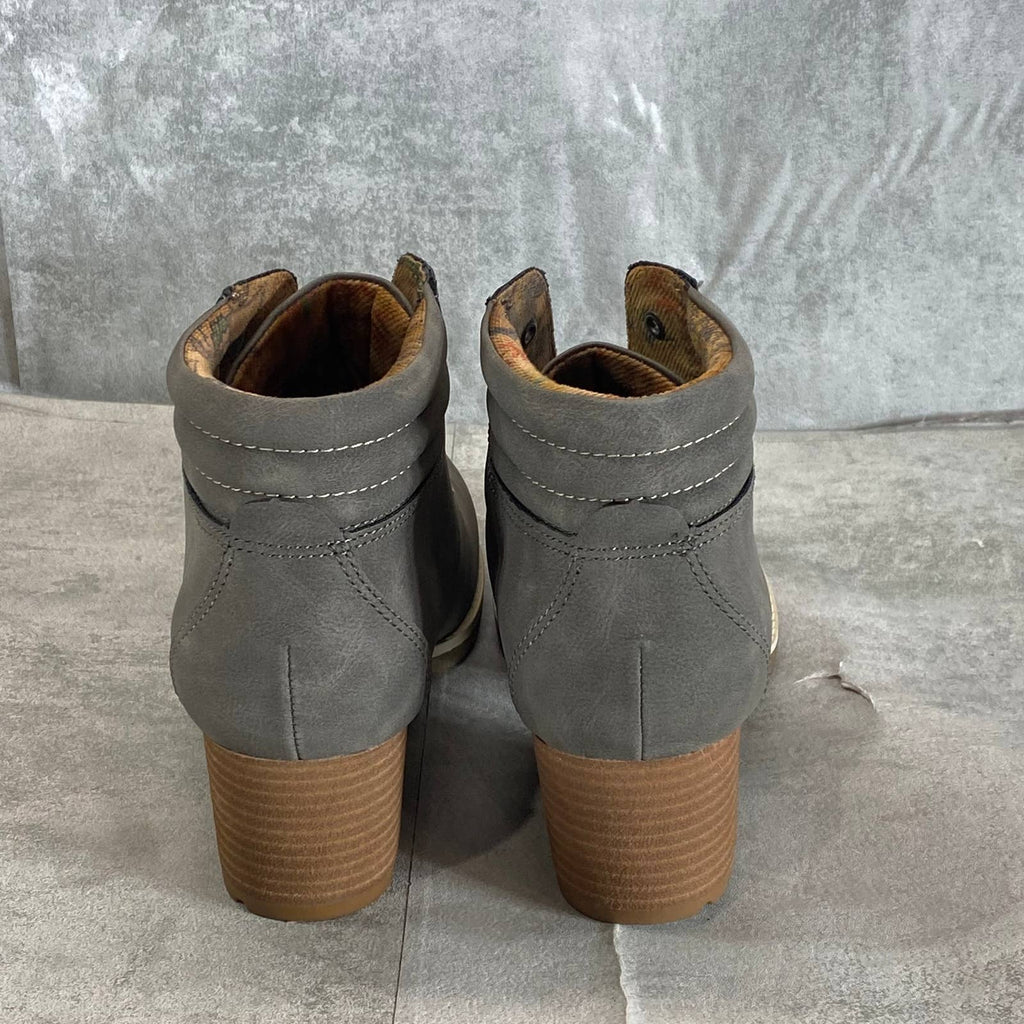 B.O.C Women's Light Grey Alder Lace-Up Block-Heel Hiking Boots SZ 7.5