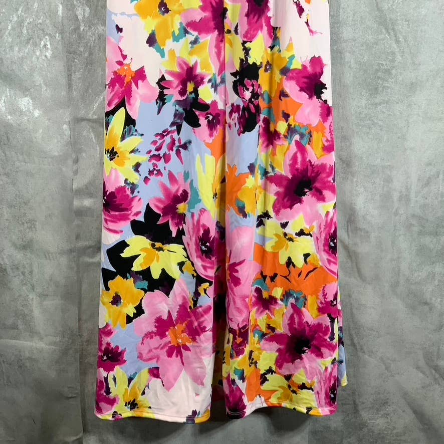 24SEVEN Comfort Apparel Women's Multi Floral Scoop-Neck Sleeveless Loose Maxi Casual Dress SZ M