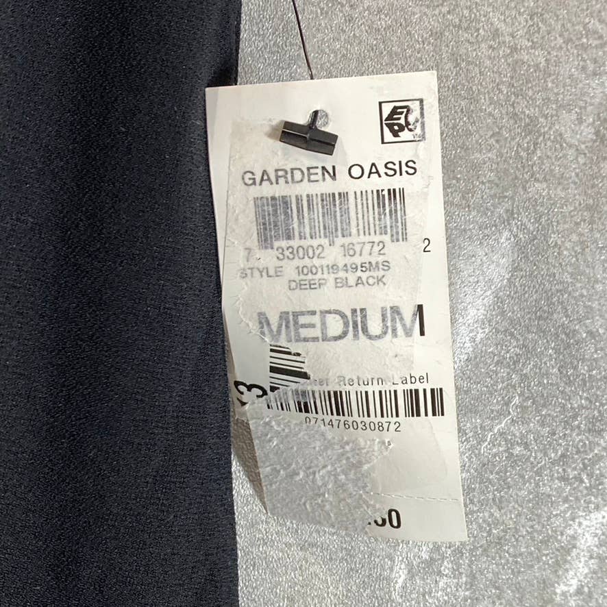 ALFANI Women's Deep Black Pleated Crewneck Cap-Sleeve Top SZ M