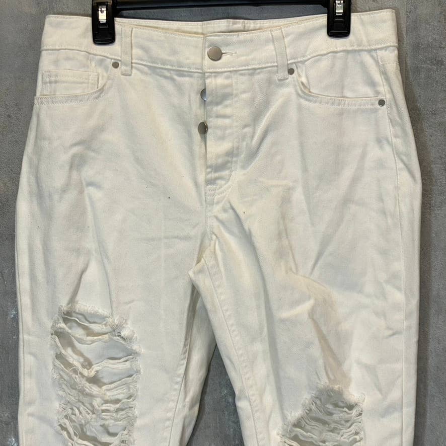 AFRM Women's White Luisa Distressed High-Rise Ankle Crop Skinny Denim Jeans SZ27