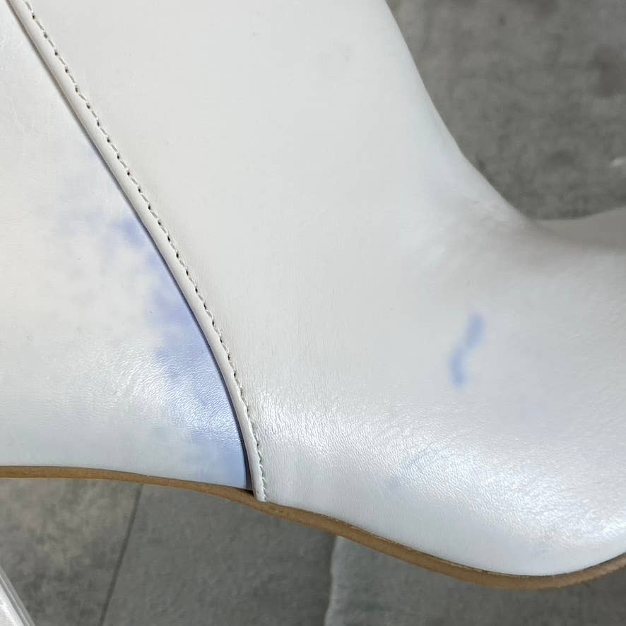 MADDEN GIRL Women's White Flexx Pointed-Toe Block-Heel Side-Zip Booties SZ 7.5