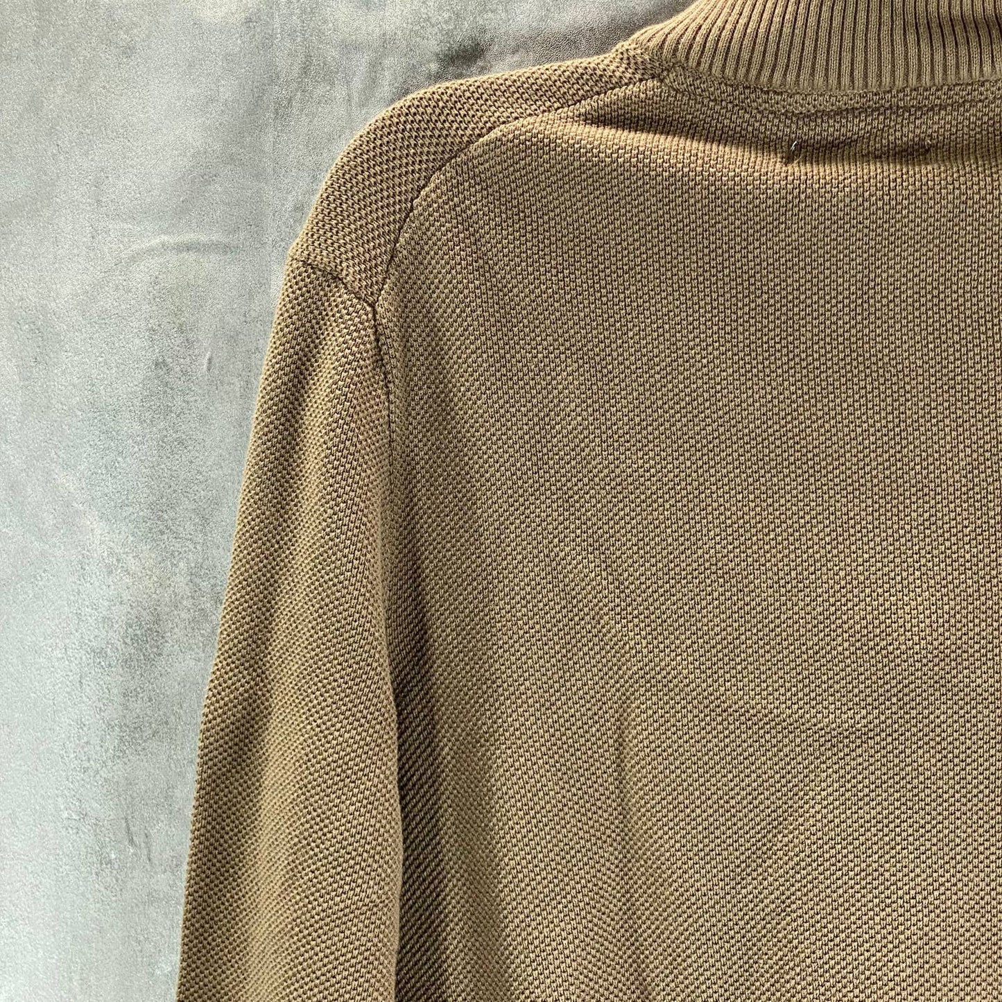 CLUB ROOM Men's Cracked Walnut Quarter-Zip Stand-Collar Textured Sweater SZ M