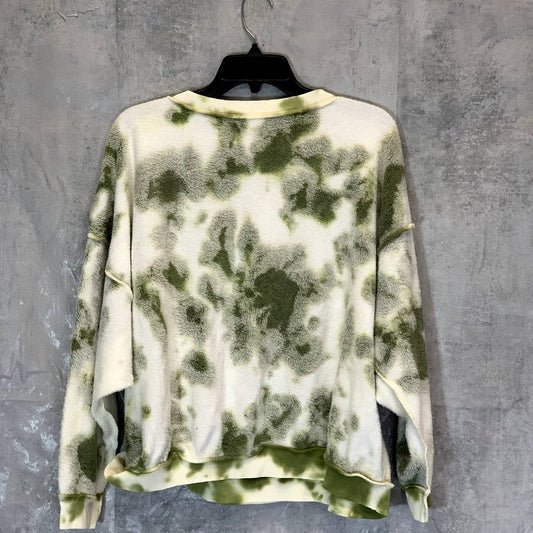 FREE PEOPLE Women's Green Tie-Dye French Terry Sweat Crewneck Pullover Top SZ XS