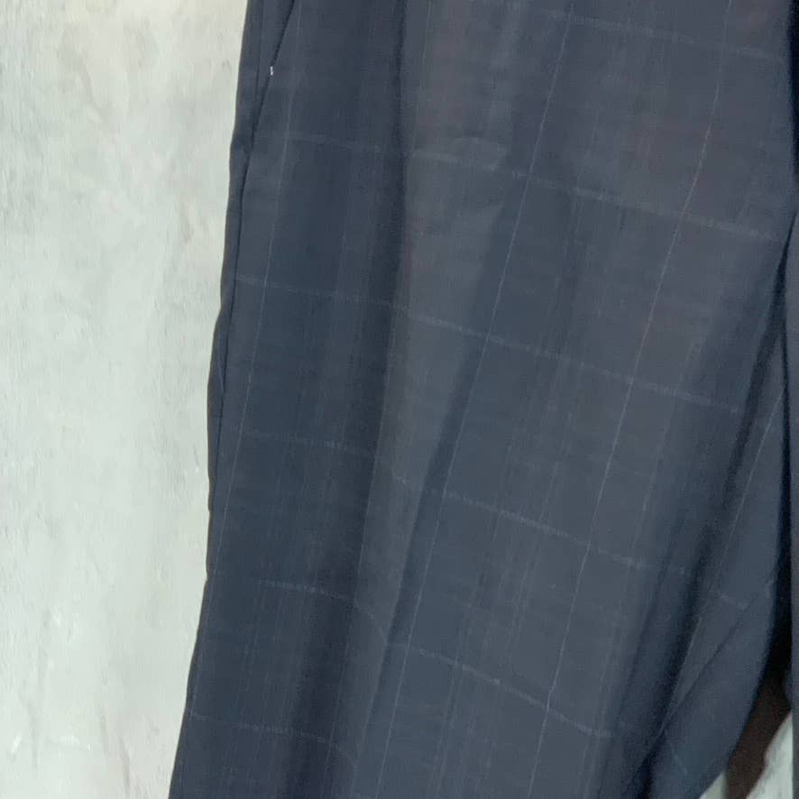 PERRY ELLIS PORTFOLIO Men's Navy Plaid Slim-Fit Performance Stretch Dress Pants