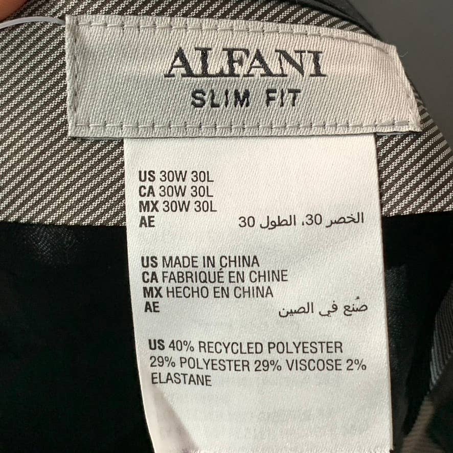 ALFANI Men's Solid Black Slim-Fit Stretch Suit Pants SZ 30X30