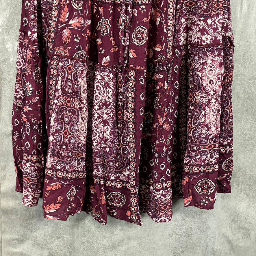 NY COLLECTION Women's Moroccan Red Printed Off-The-Shoulder Crepon Dress SZ M