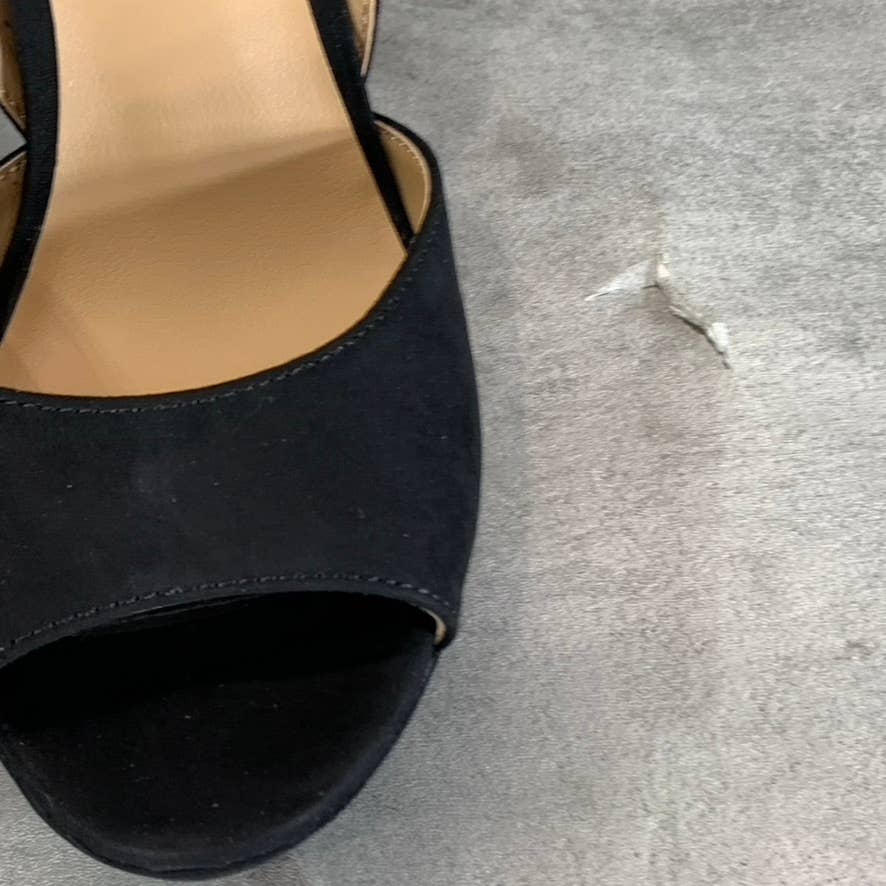 SUN+STONE Women's Black Micro Reeta Block-Heel Ankle Strap Platform Heels SZ 7