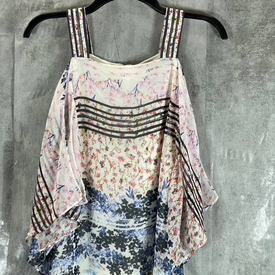 BCBGMAXAZRIA Women's Multi Floral Print Sleeveless Aaric Hi-Low Dress SZ 2XS