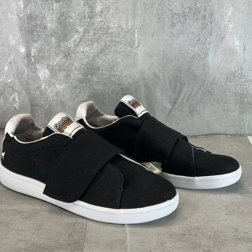 GOATS Men's Black Canvas The 573 Wide-Strap Round-Toe Slip-on Sneakers SZ 11