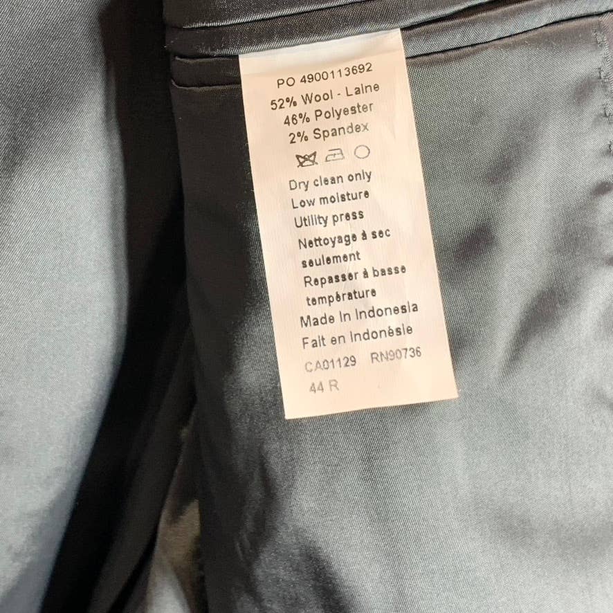 CALVIN KLEIN Men's Gray Plaid Slim-Fit One-Button Suit Jacket SZ 44R