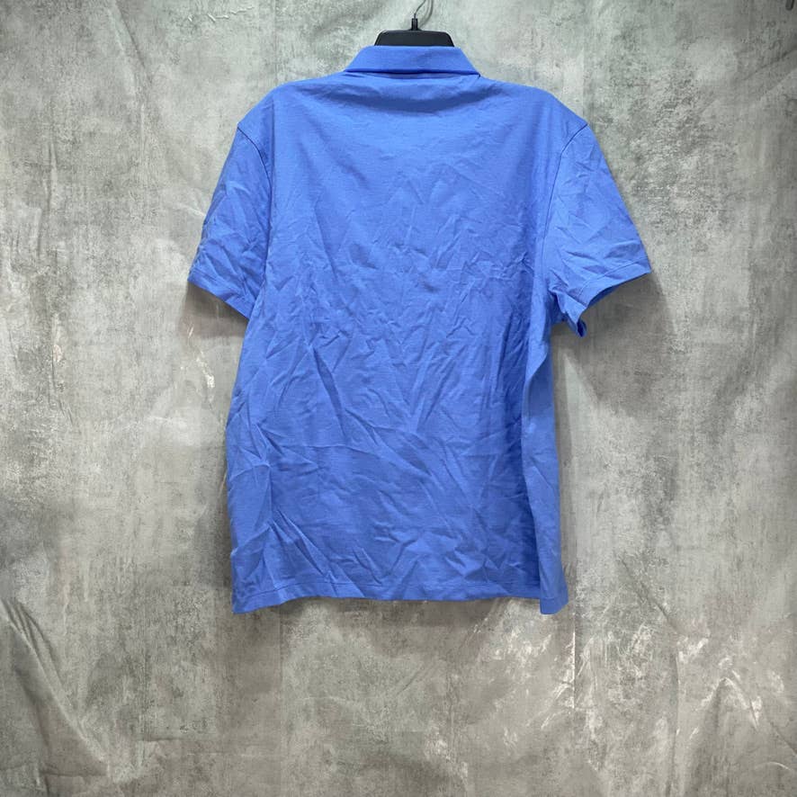 ALFANI Blue Chambray Striped Short Sleeve Polo Shirt SZ XL