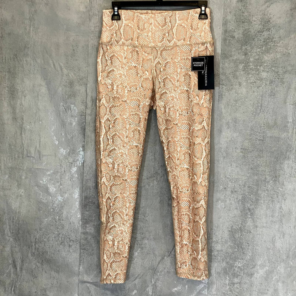 BCBMAXAZRIA Women's Pink Snake Print Stretch High-Rise Pull-On Ankle Leggings SZ M